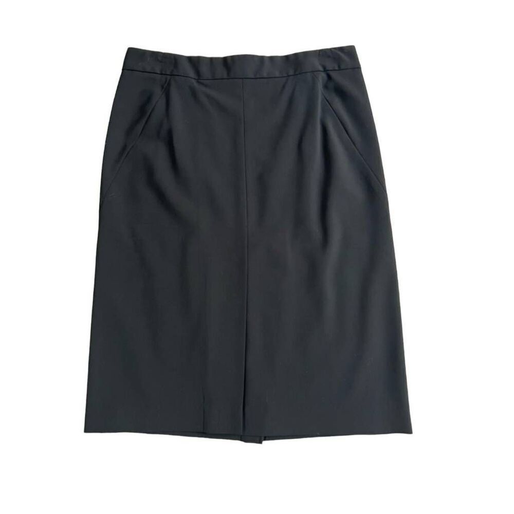 Theory Business Mini Skirt Womens 2 Black Wool Blend Stretch Pull-On Zip Casual